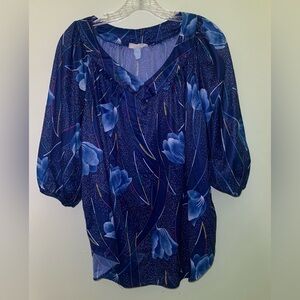 Chic Navy Floral Women's Blouse